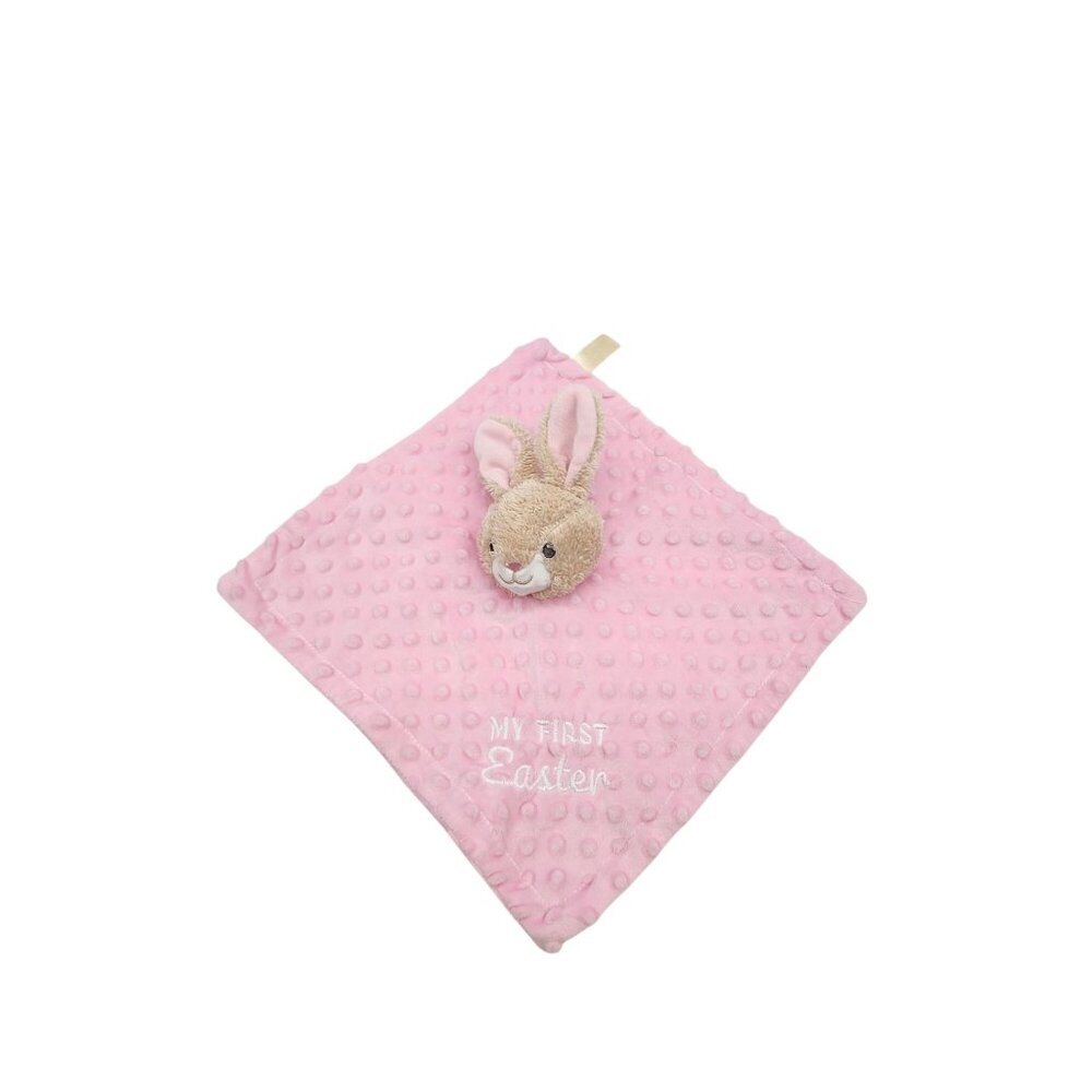 My First Easter Pink Bunny Rabbit Rattle Lovey Plush Toy Minky Dot Dan Dee